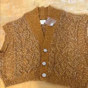 Anthropologie Marled Brown Cable Knit Cardigan